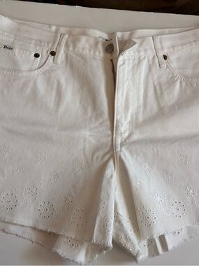 Polo by Ralph Lauren White Eyelet Cotton Shorts
